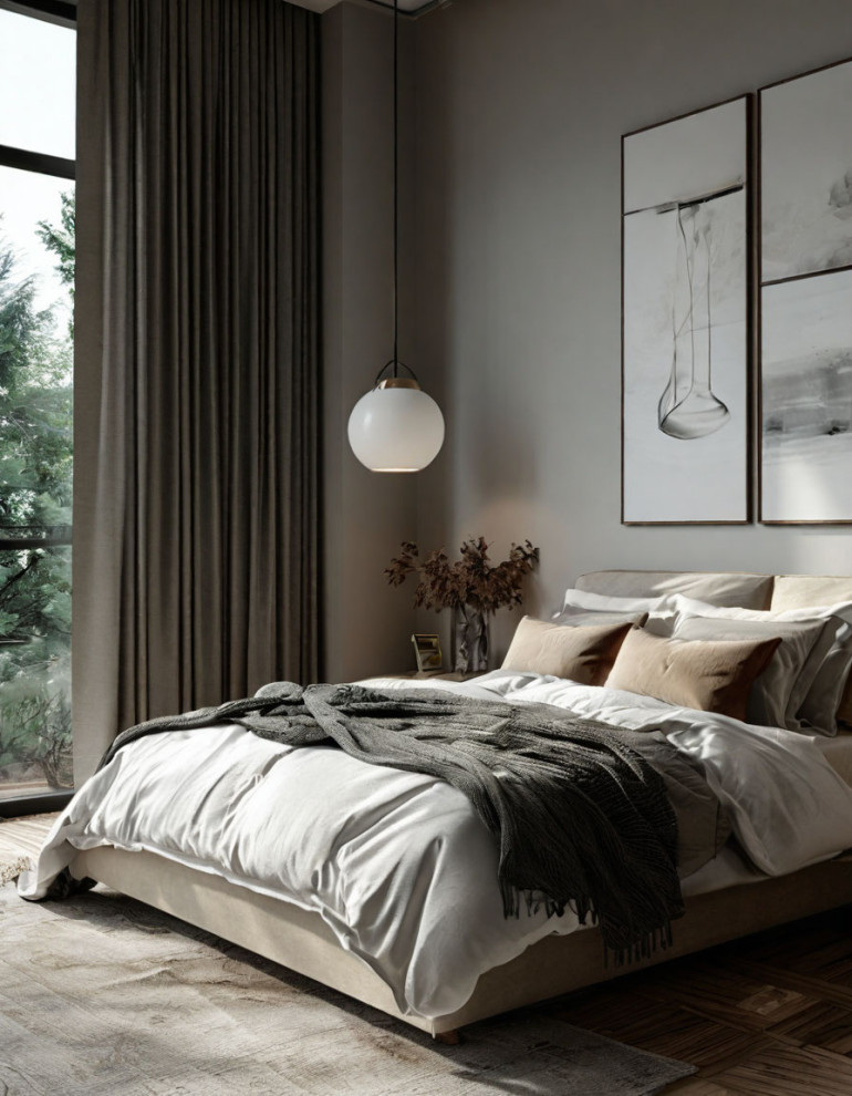 Современные спальни с различным декором и панелями