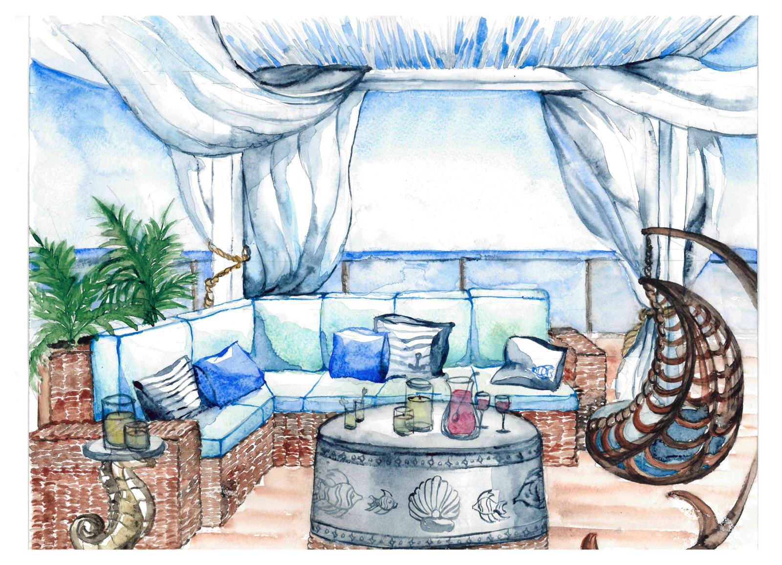 Обложка проекта: Концепция бара на кровле отеля в Греции