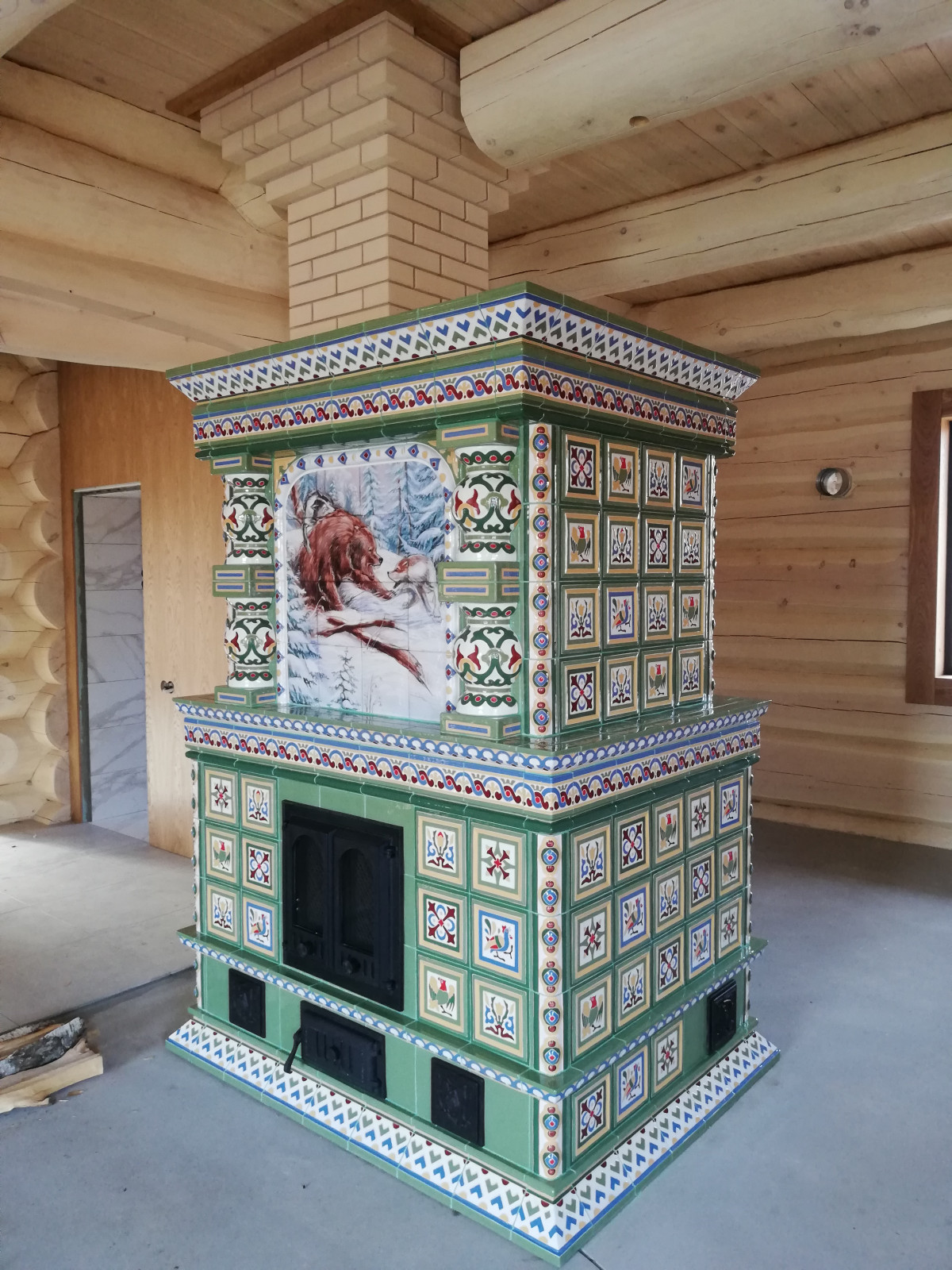 Обложка проекта: Отопительный камин в изразцах коллекции Царская охота