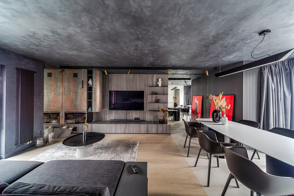 Антиизба – кухня-гостиная в темных тонах