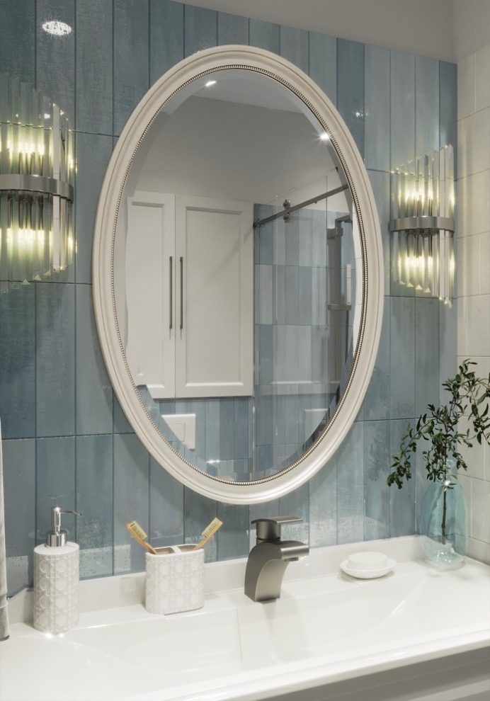 Душевая в голубых тонах