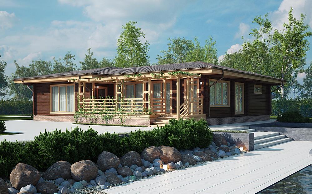 Одноэтажный дом из клееного бруса | Пегас 236