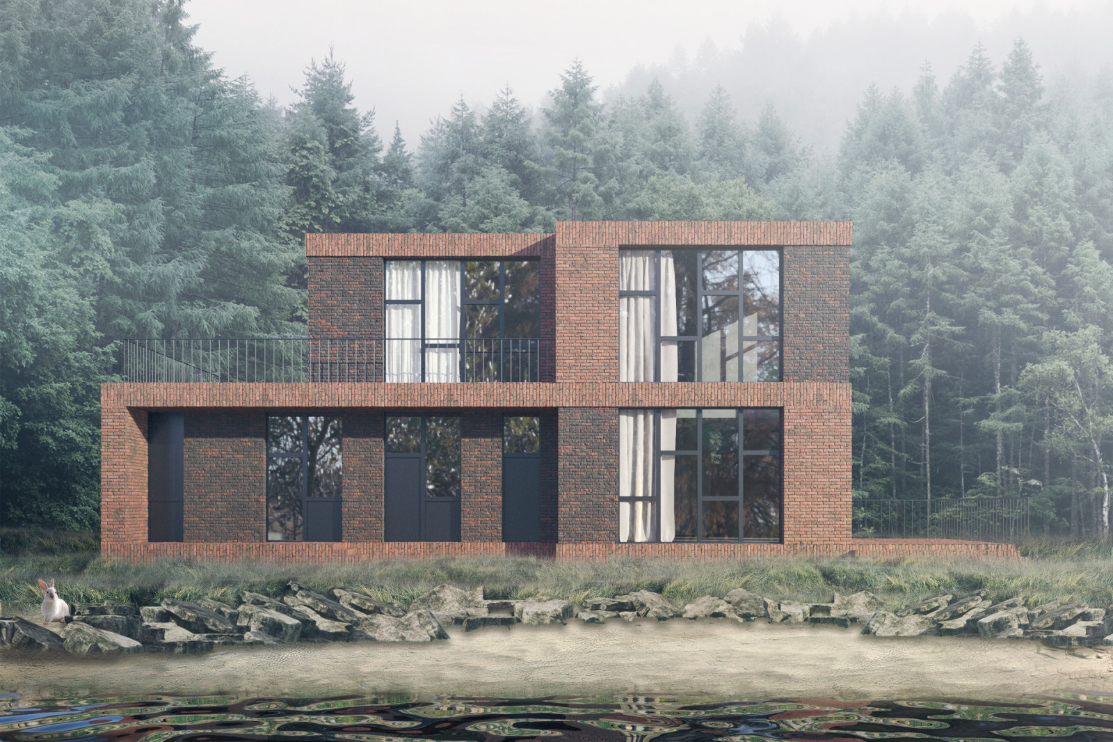 Концепция загородного дома, пример начальной-вариативной стадии проектирования.