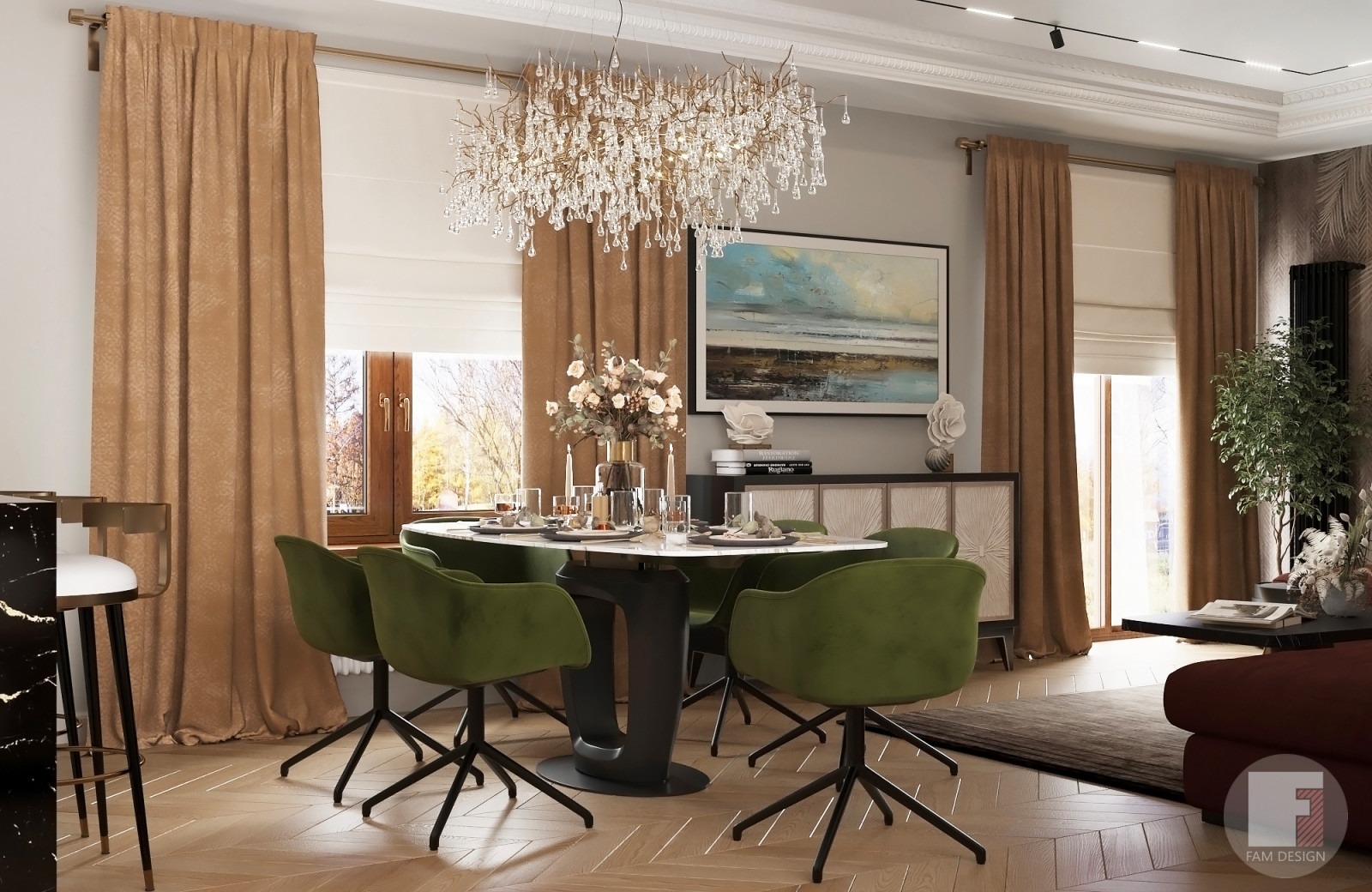 Стильная гостиная в неоклассике