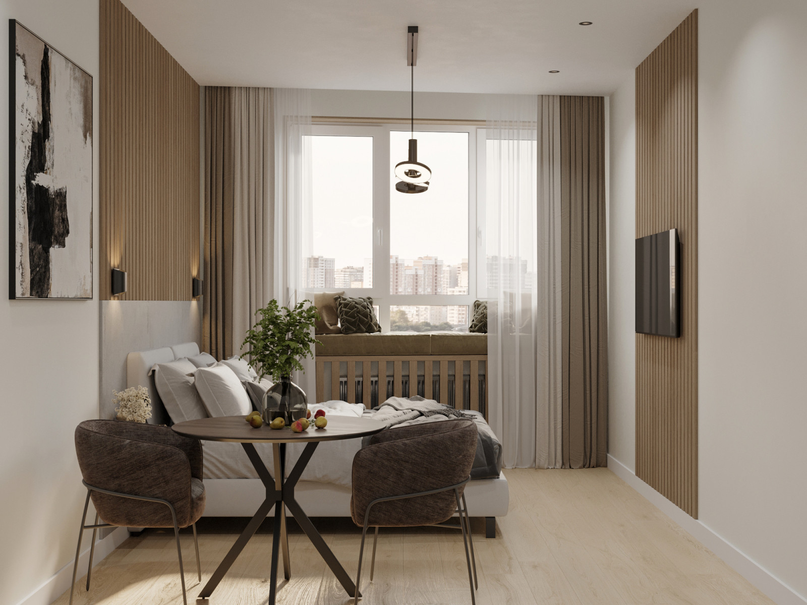 Современный интерьер в квартире 28 м² в Москве