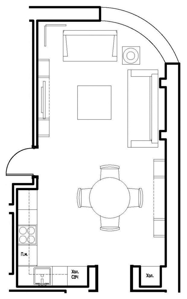 Проект недели: Современная гостиная 20 кв.м с классическими деталями