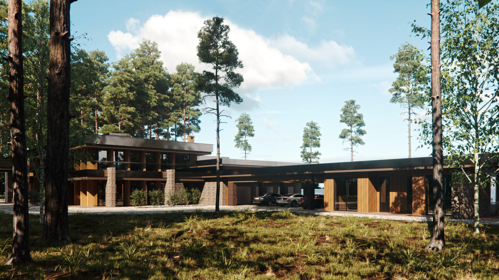 Современный дом с плоской кровлей