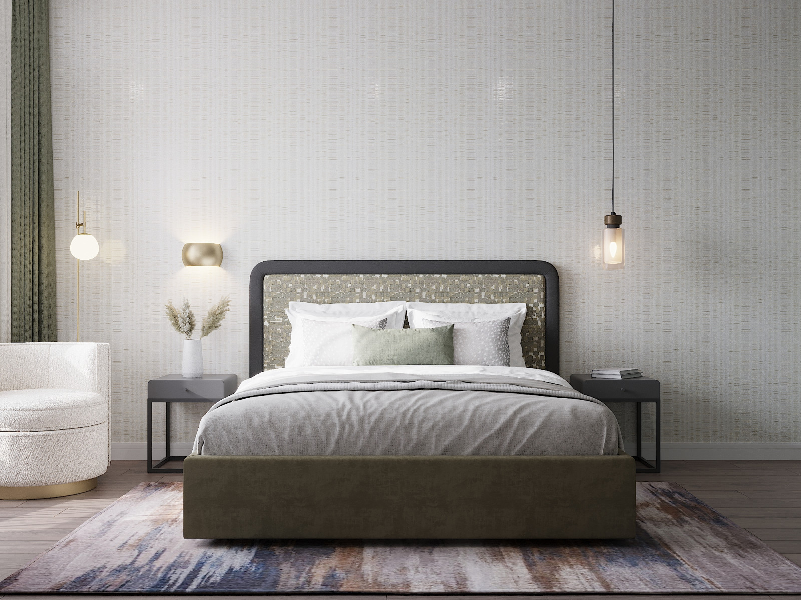 квартира с зеленым диваном