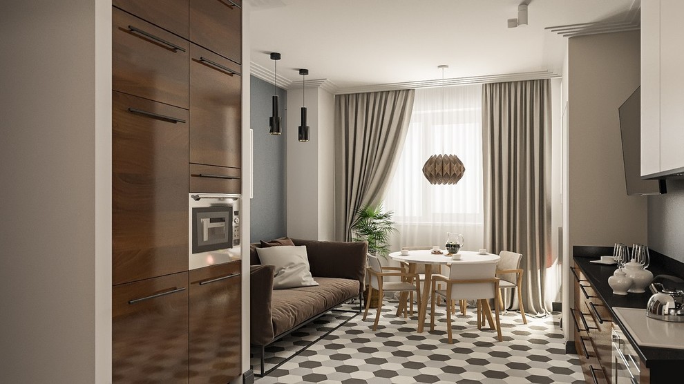 Квартира в современном стиле. Рациональное объединение пространства.