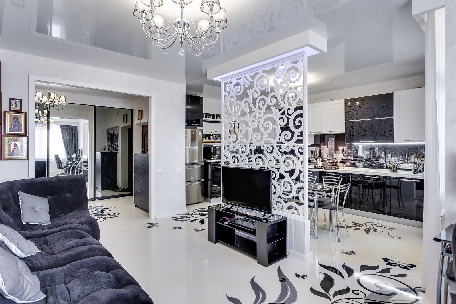 Союз белого и черного в интерьере квартиры