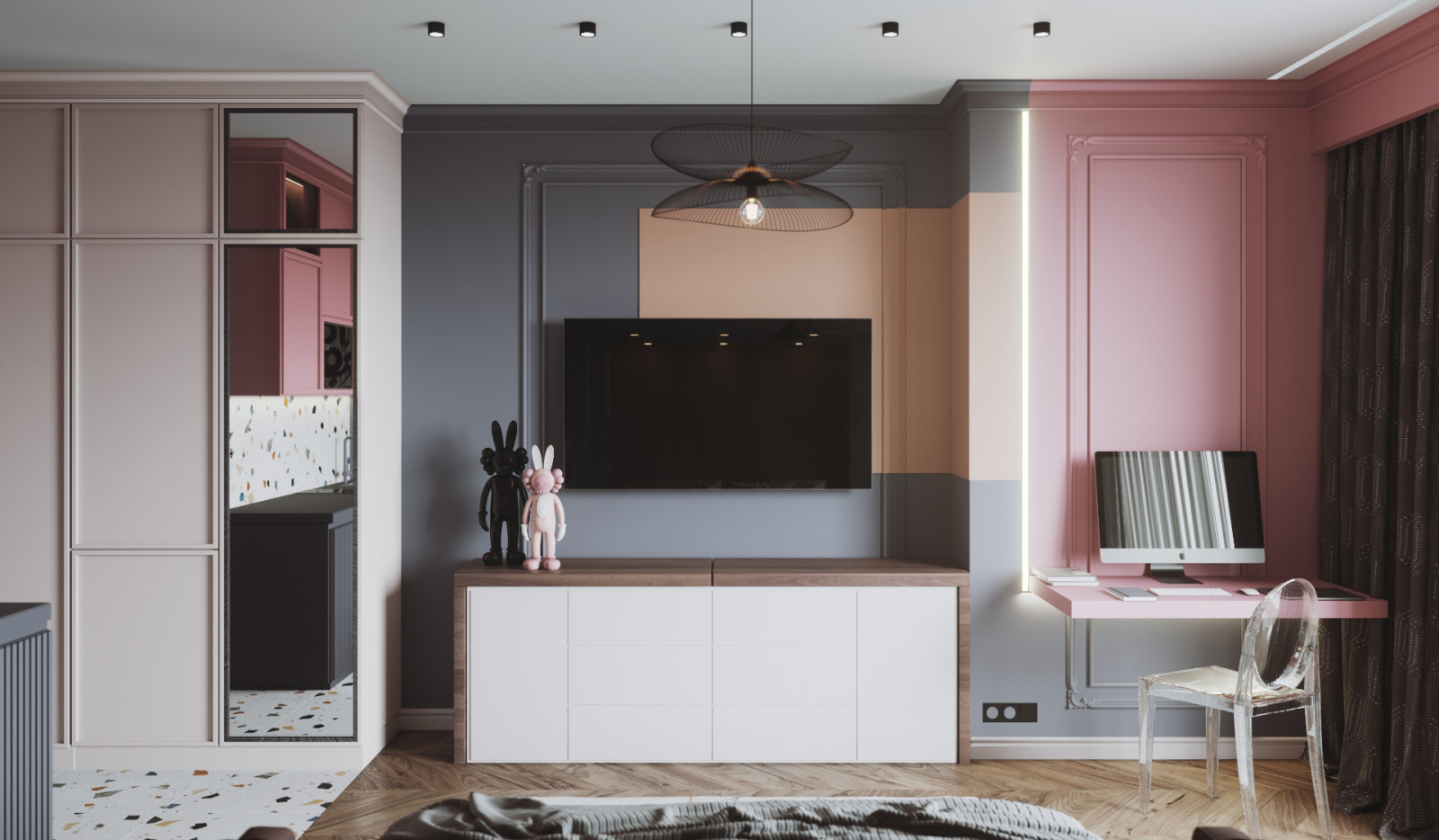 Студия в розовом цвете