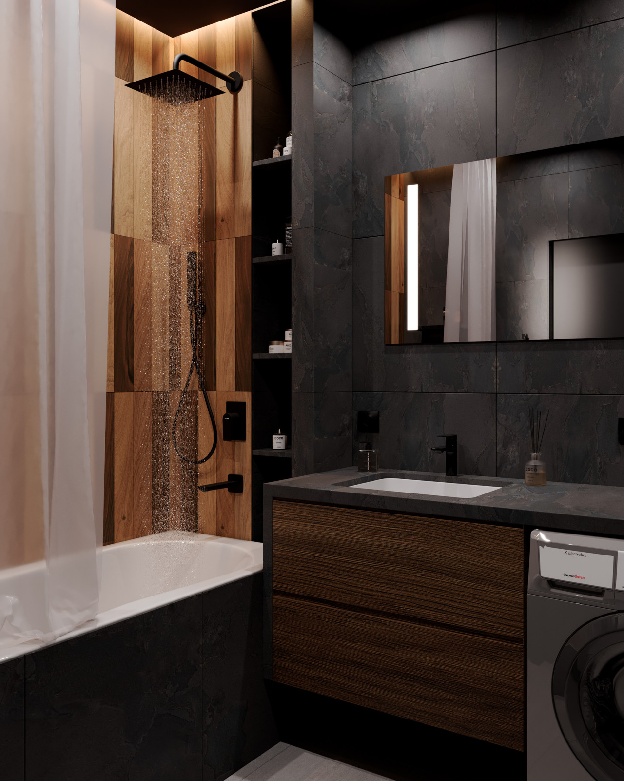 Евро однокомнатная квартира в монохромной гамме  в ЖК Московские кварталы