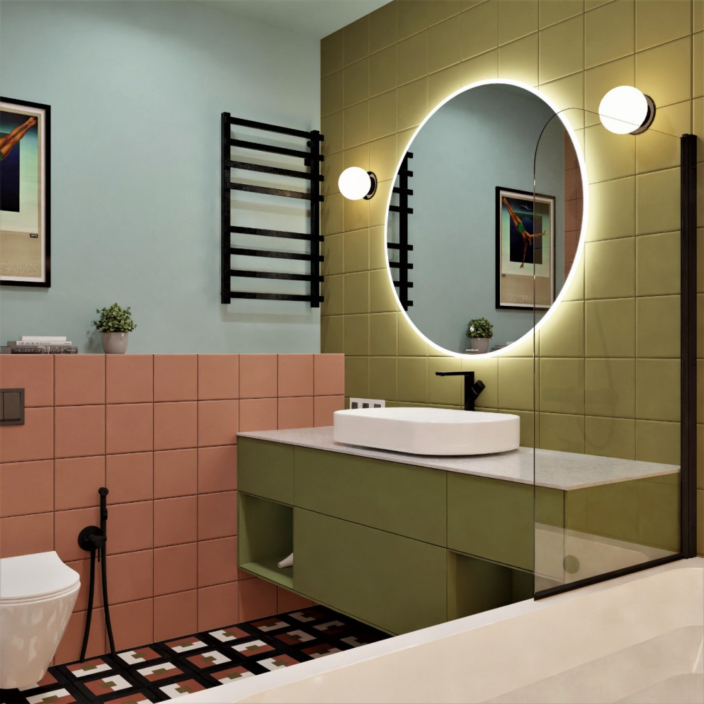 Ванная комната в стилистике школы Баухаус.