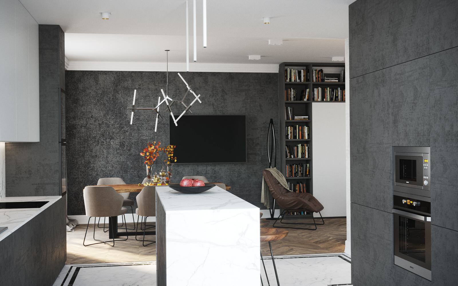 Дизайн кухни-гостиной