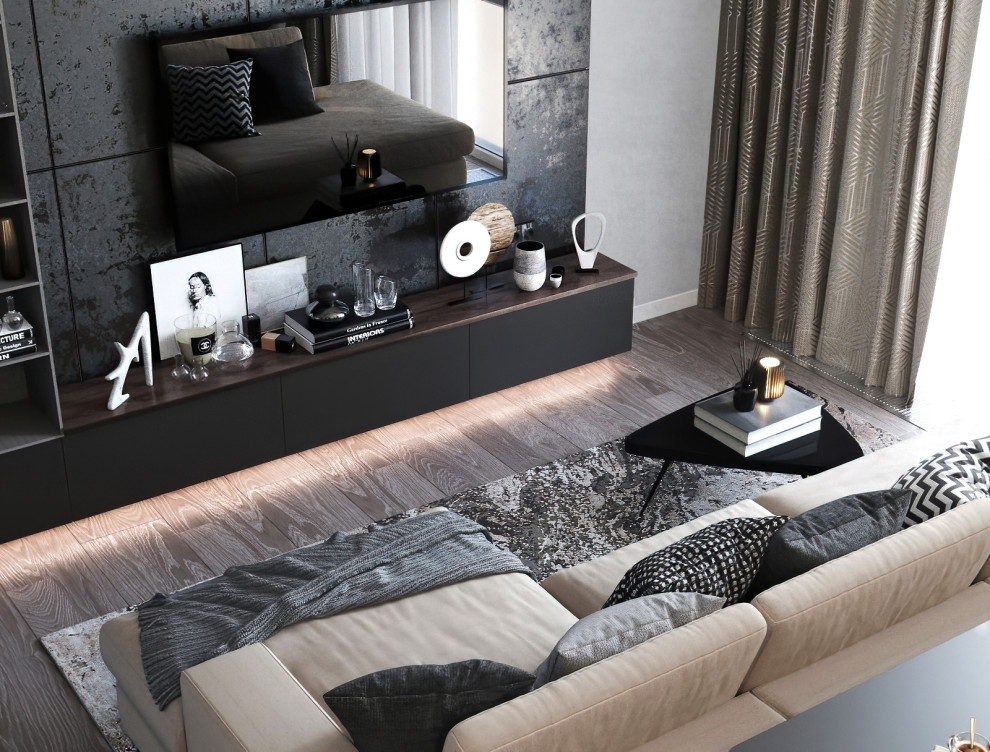 Квартира в спокойной цветовой гамме с нотками брутальности