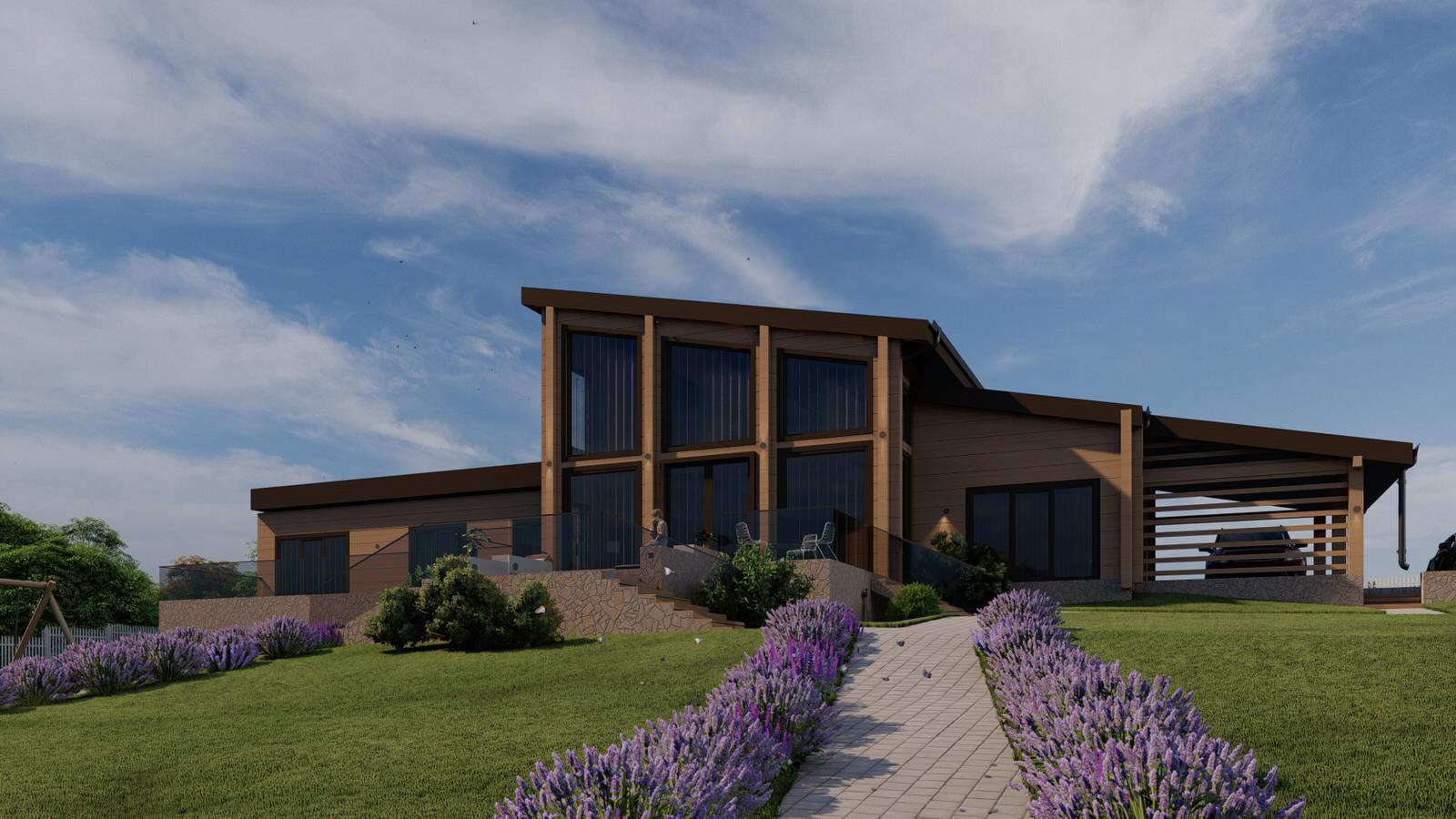 Обложка проекта: Комбинированный дом из клееного бруса