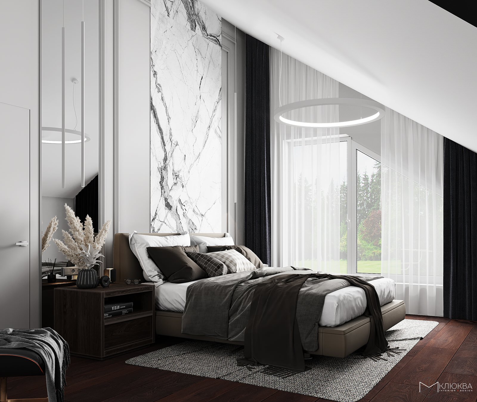 Проект спальни в загородном доме 29 кв.м