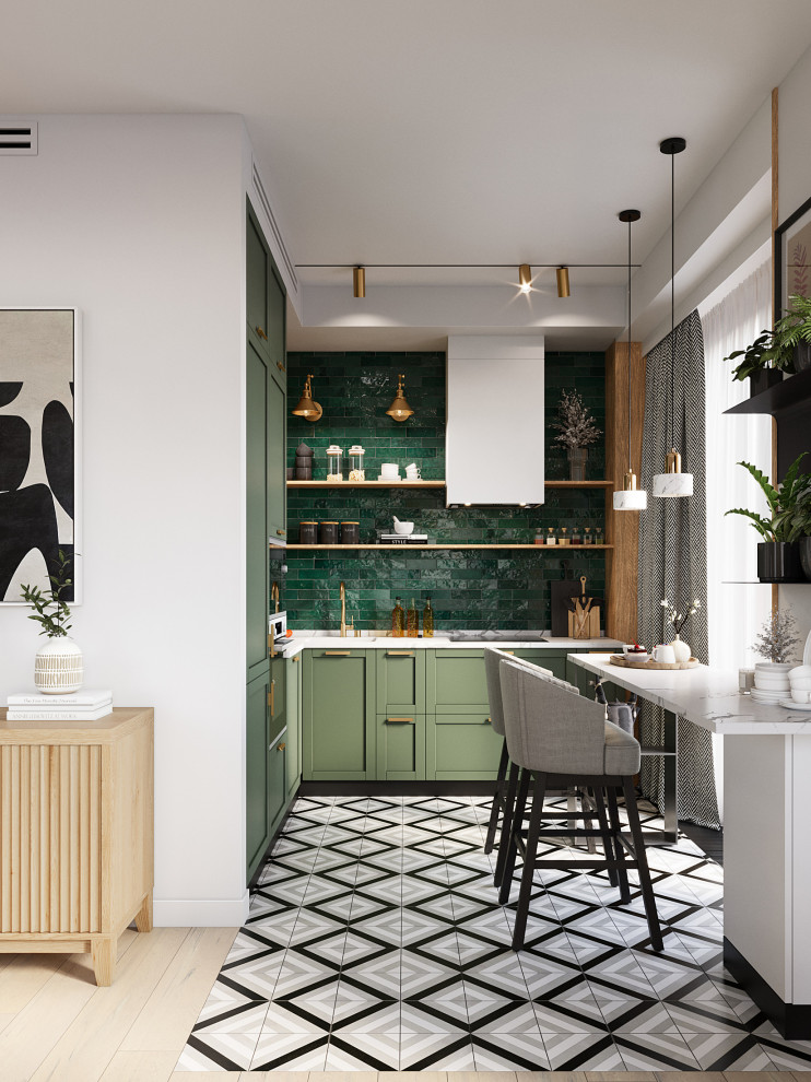 Квартира с зелеными акцентами