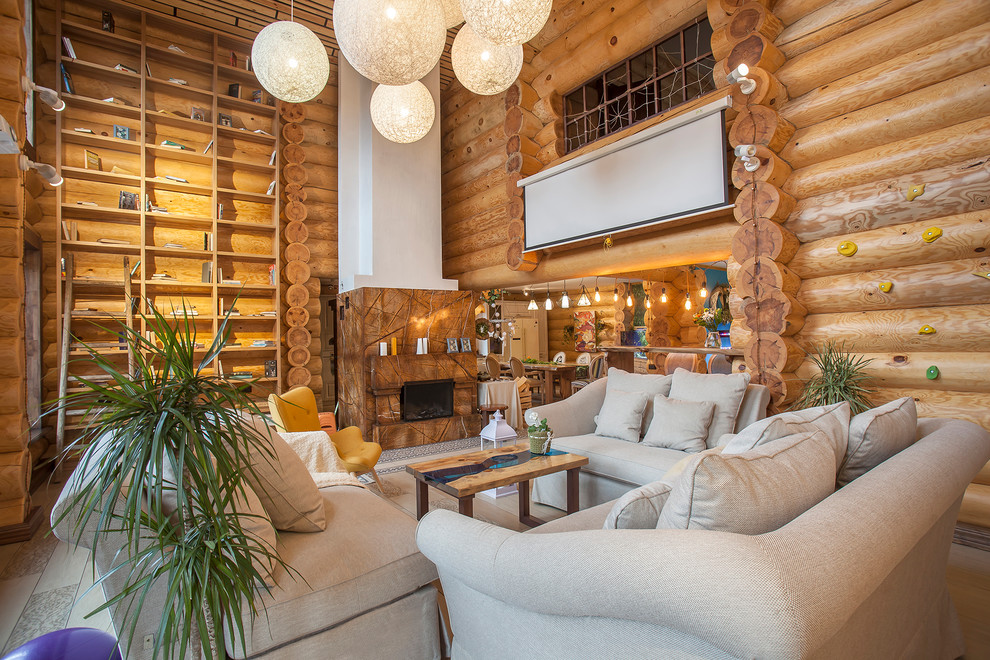 Гостиная в бревенчатом доме