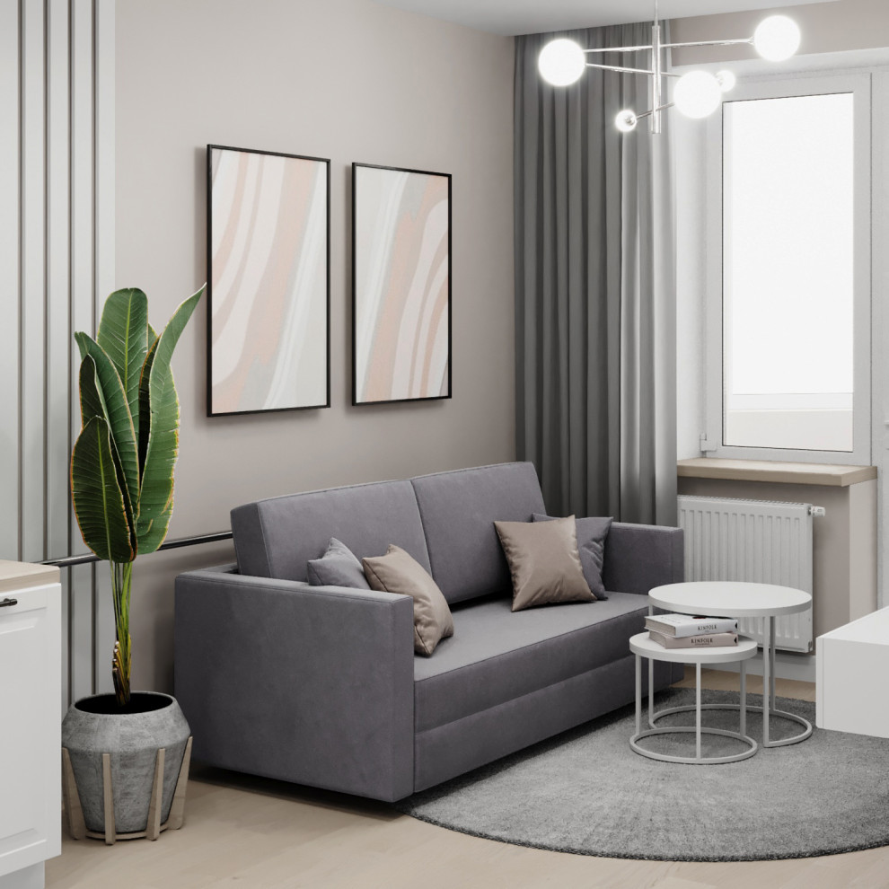 Кухня-гостиная 18 кв. м. в скандинавском стиле