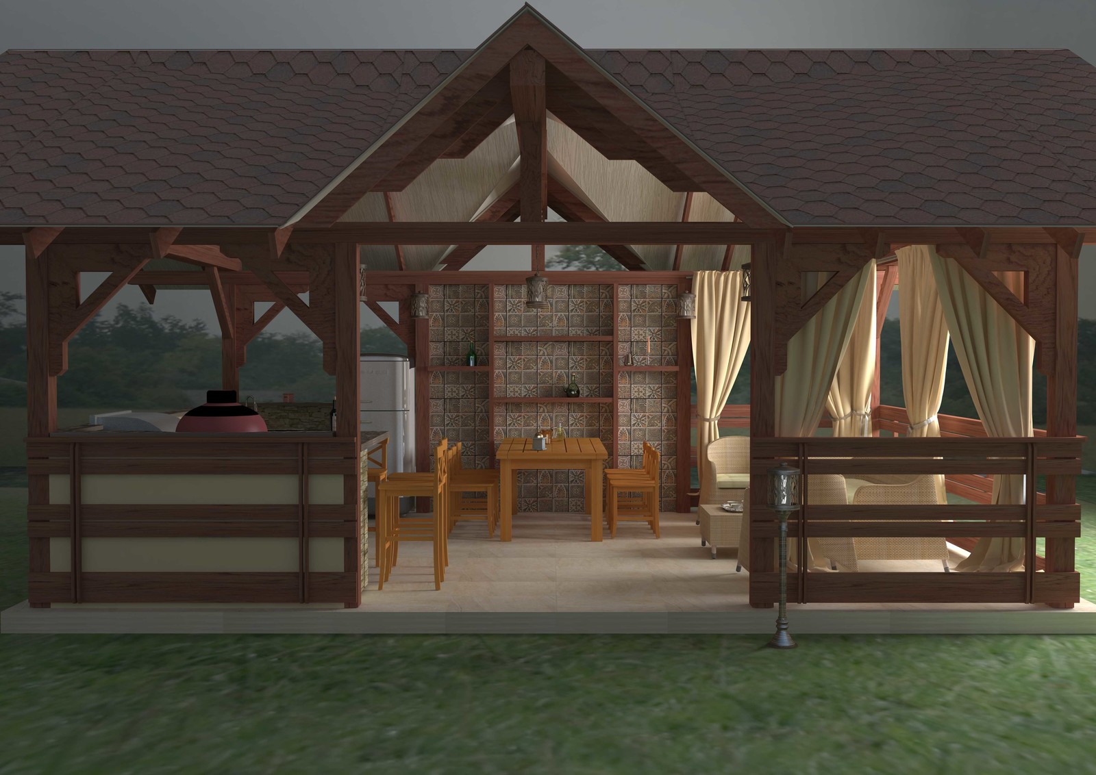 Обложка проекта: Беседка с летней кухней и барбекю