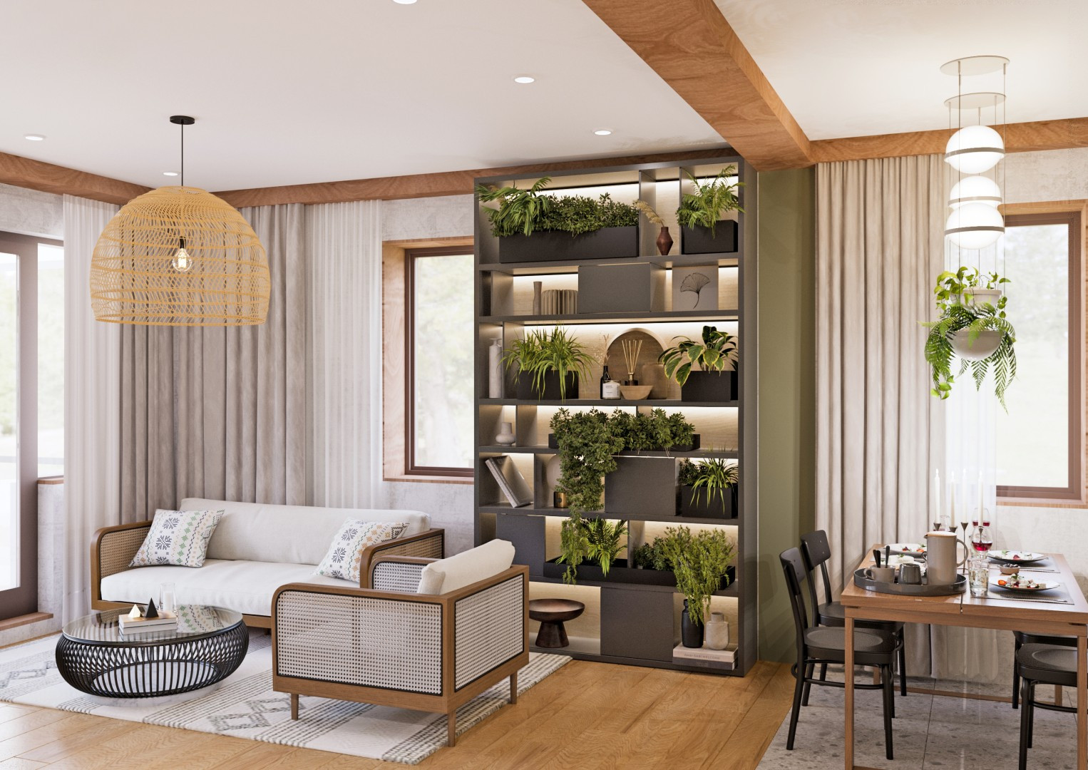 Кухня гостиная в стиле Эко