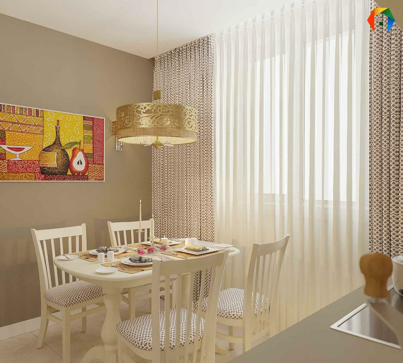 Дизайн трешки в песочных тонах