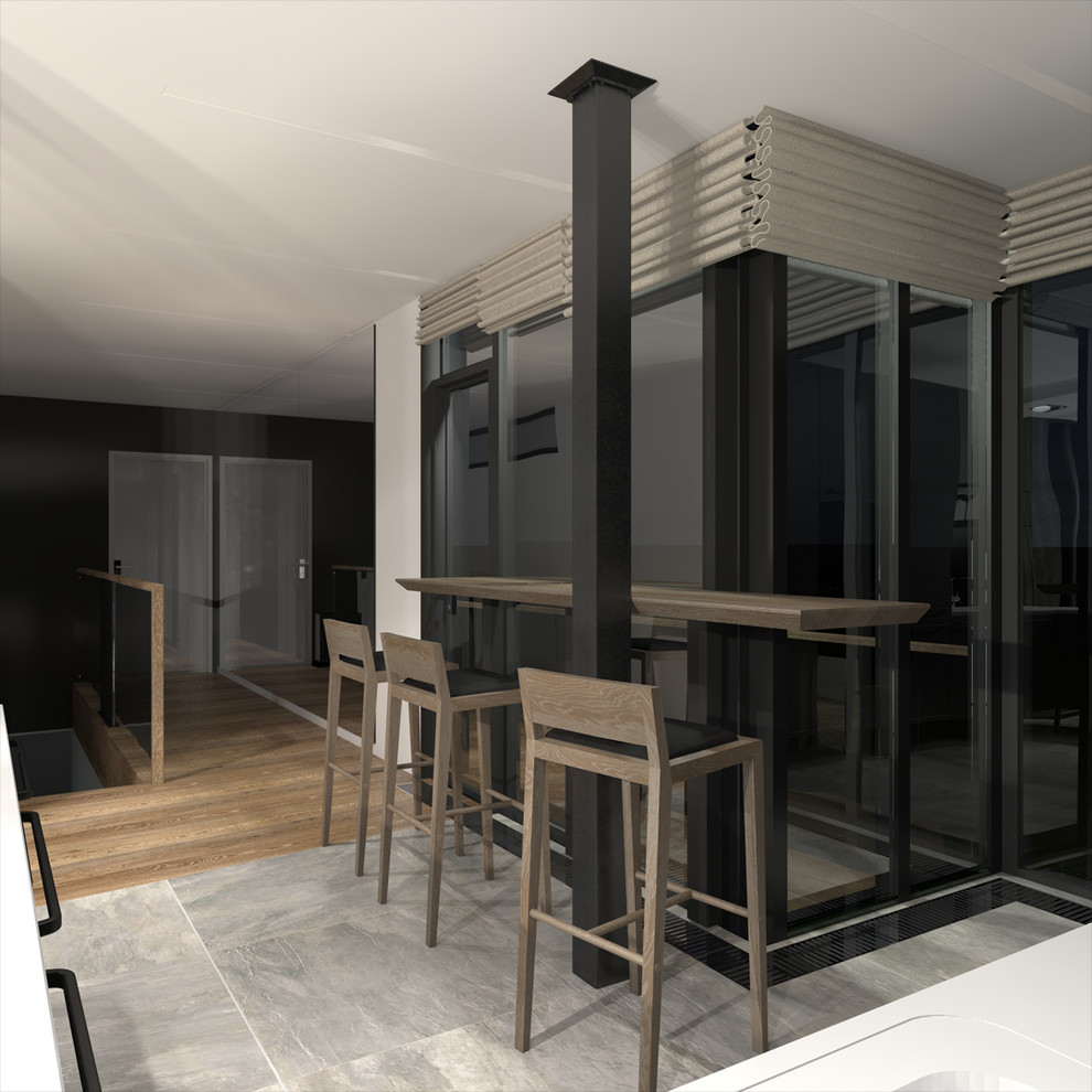 Дом из четырех 40-ft HC морских контейнеров. Интерьер