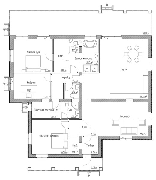 Дом из газосиликатного блока с отделкой серым деревом