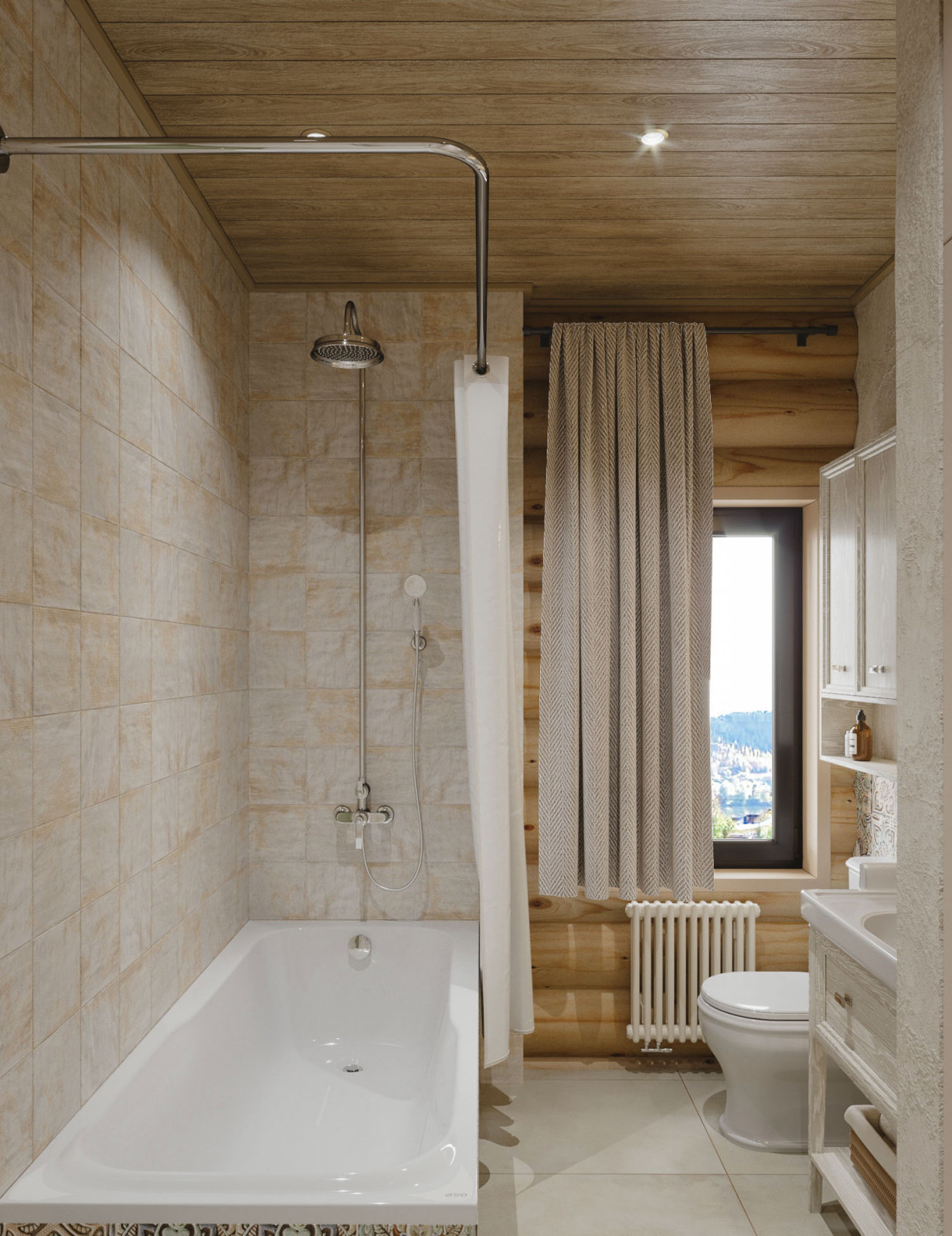 Интерьер деревянного загородного дома в Нижних Сергах