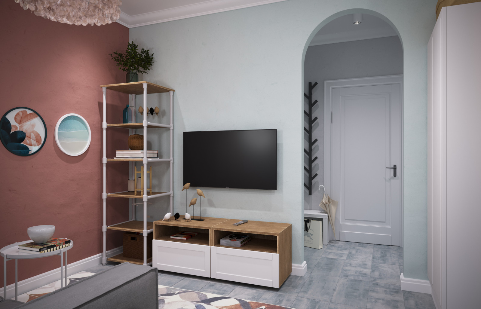 Нежный персик с морской волной