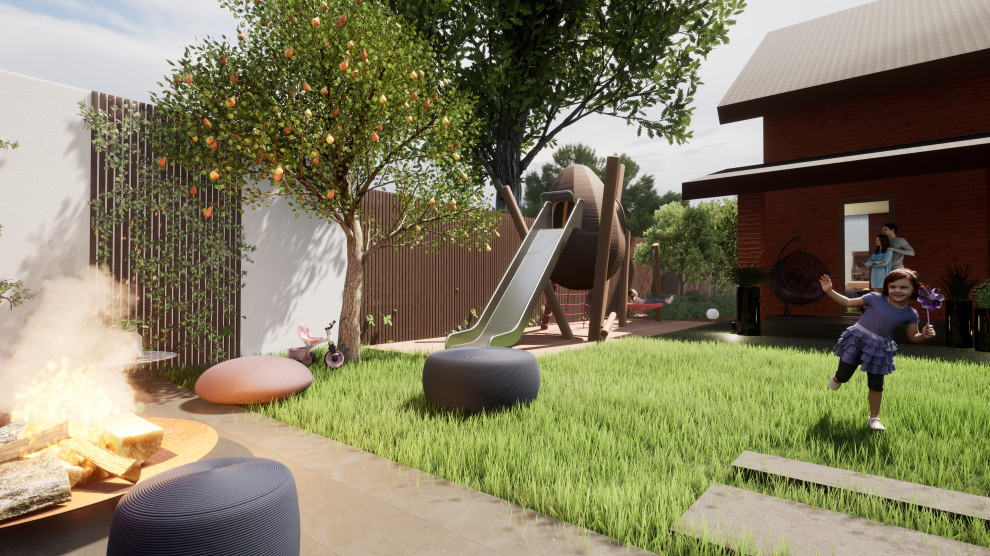 Коттедж ЖСК Горелый Хутор, Ландшафтный дизайн участка 6 соток