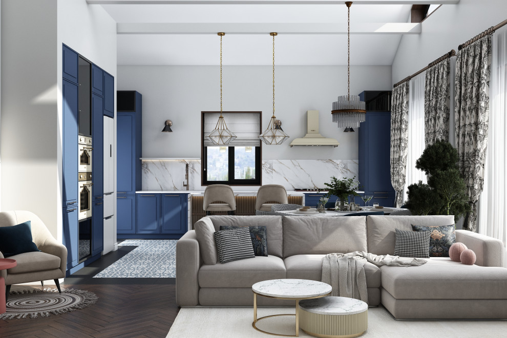 Кухня-гостиная в коттедже 1