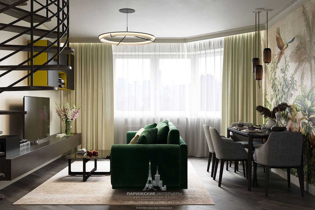 Дизайн двухуровневой квартиры для семьи с тремя детьми