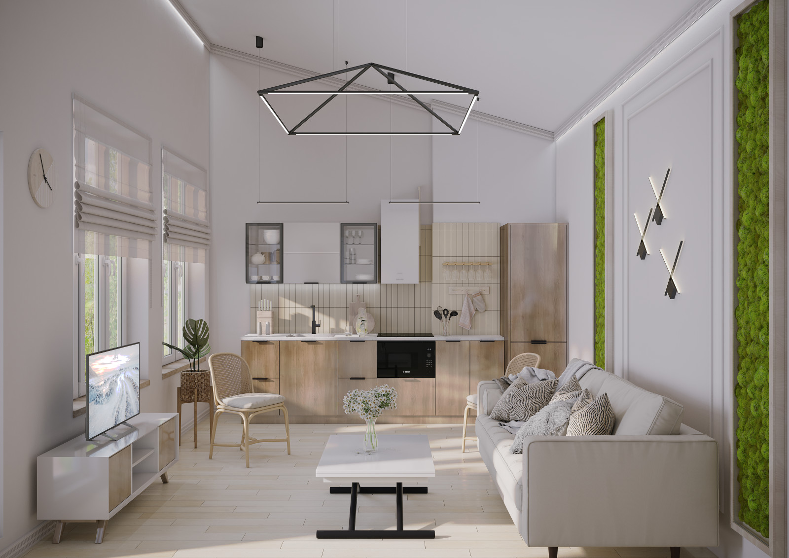 Обложка проекта: Кухня-гостиная в гостевом домике