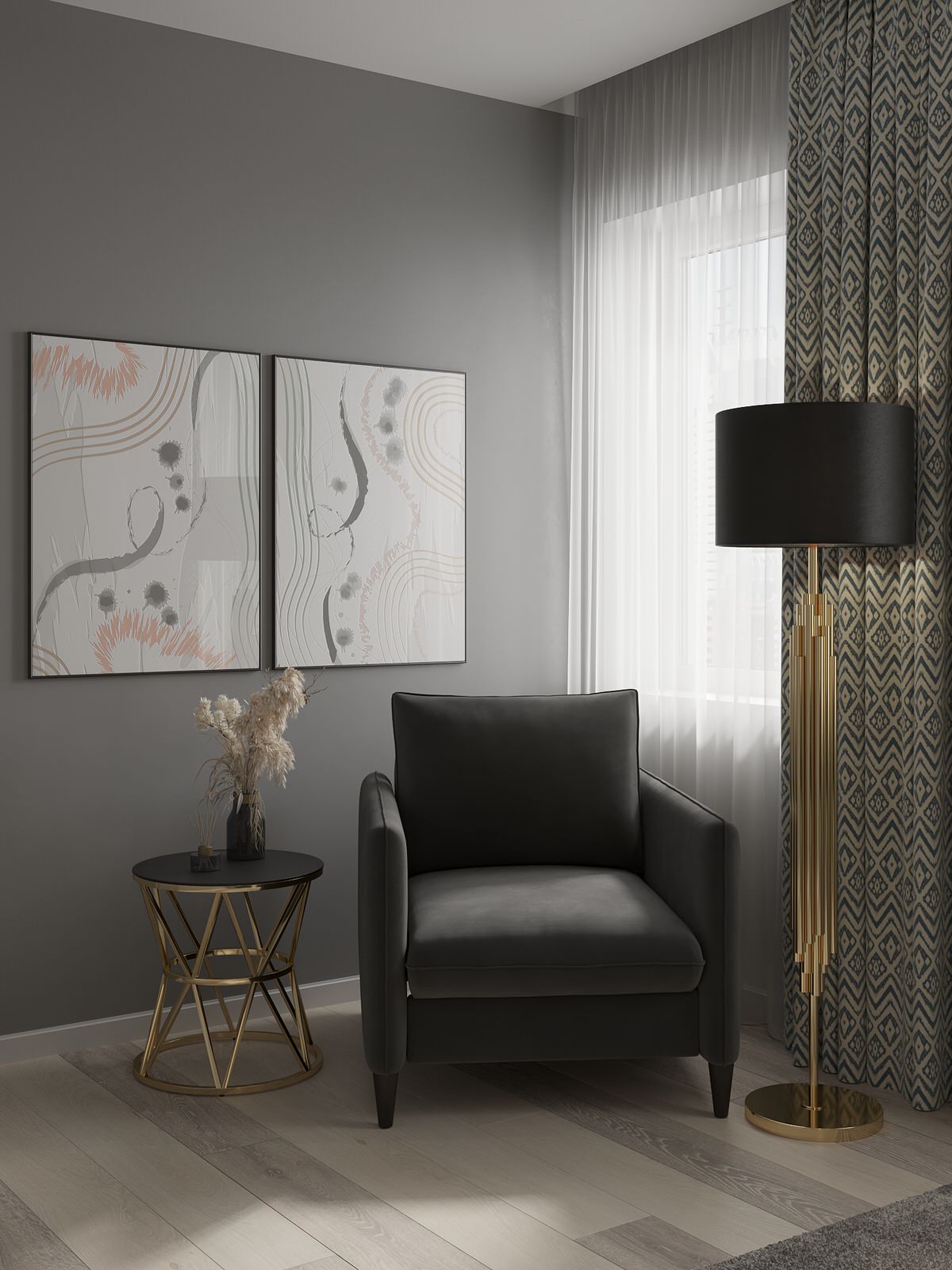 Гостевая комната в современном стиле с элементами арт-деко