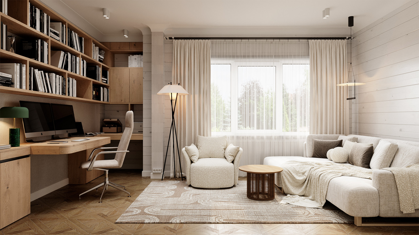 Обложка проекта: Реновация интерьера частного жилого дома из бруса, Аносино,Новая Рига, 2024 год