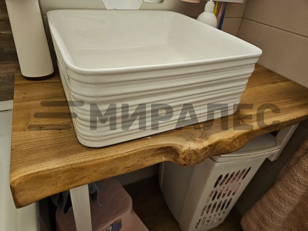 Обложка проекта: Деревянная столешница из карагача под раковину