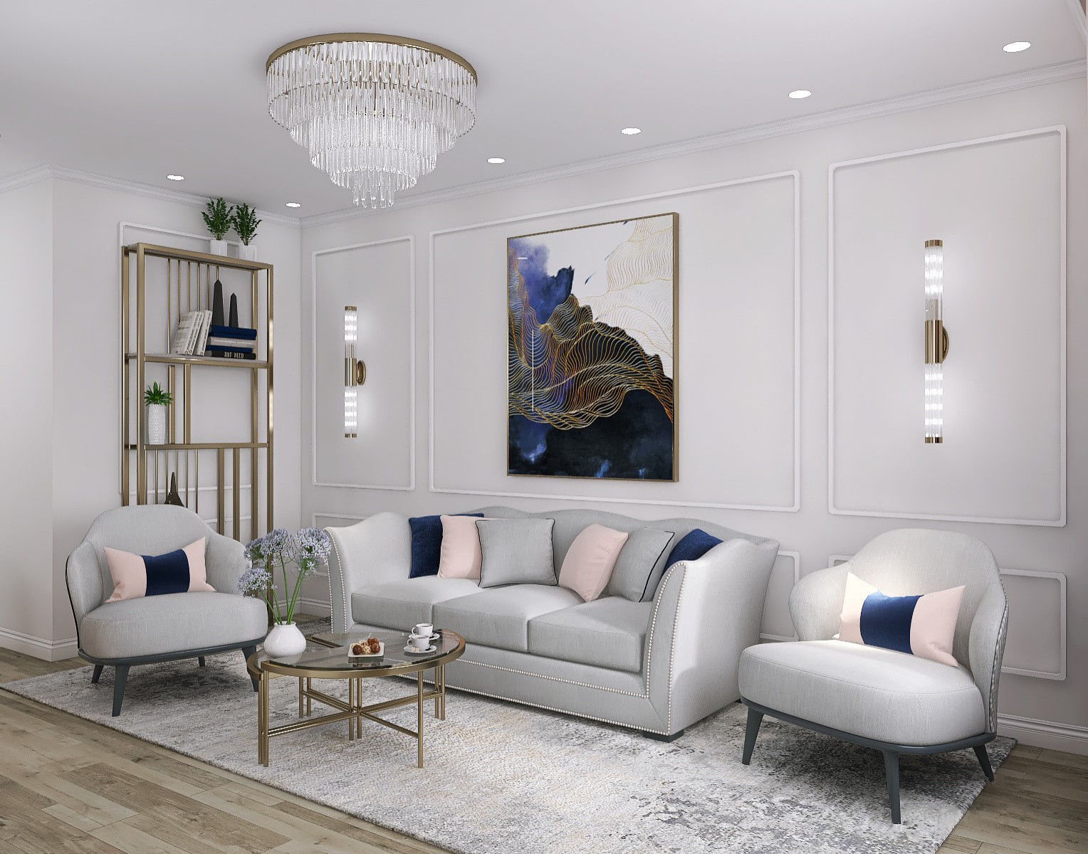 Неоклассика в оттенках нежной розы и сапфира