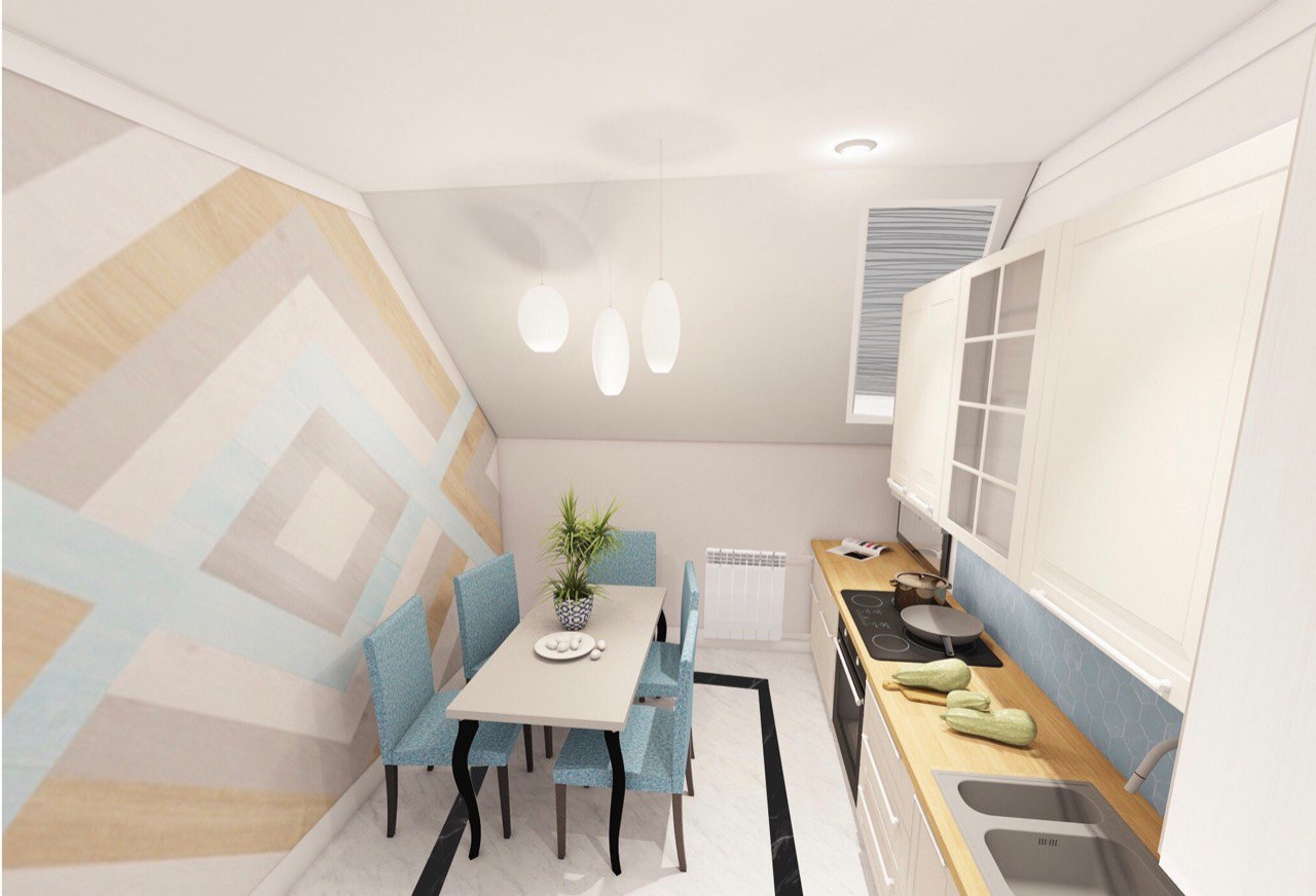 Кухня мансарда