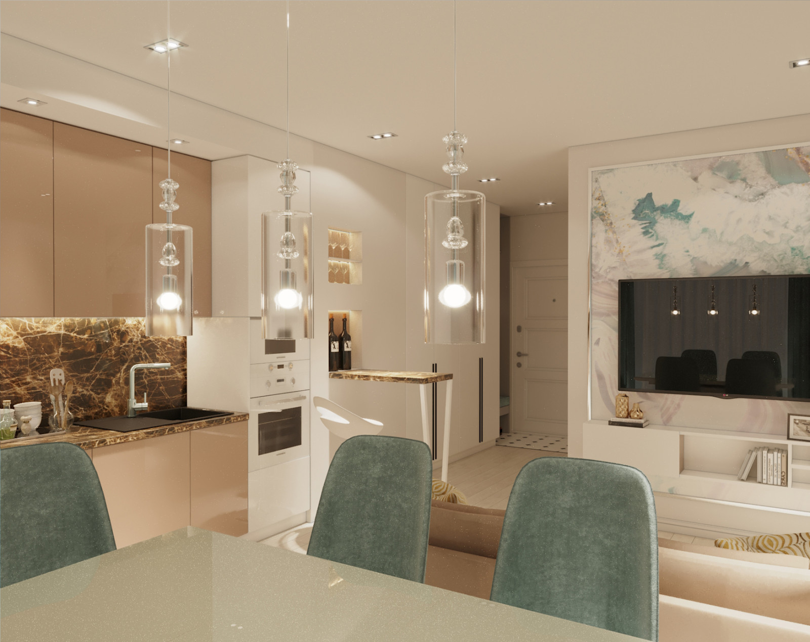 Обложка проекта: Современная кухня-гостинная