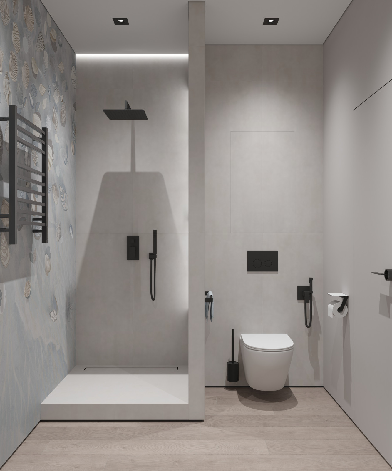 Современный сан.узел с обоями