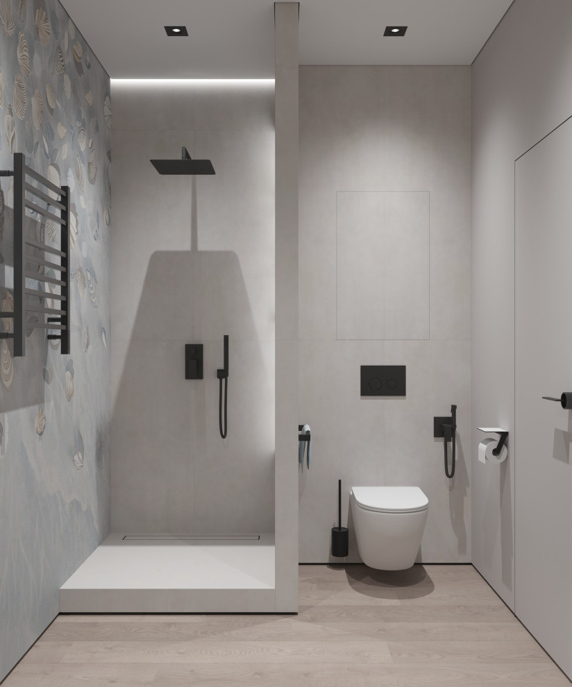 Современный сан.узел с обоями