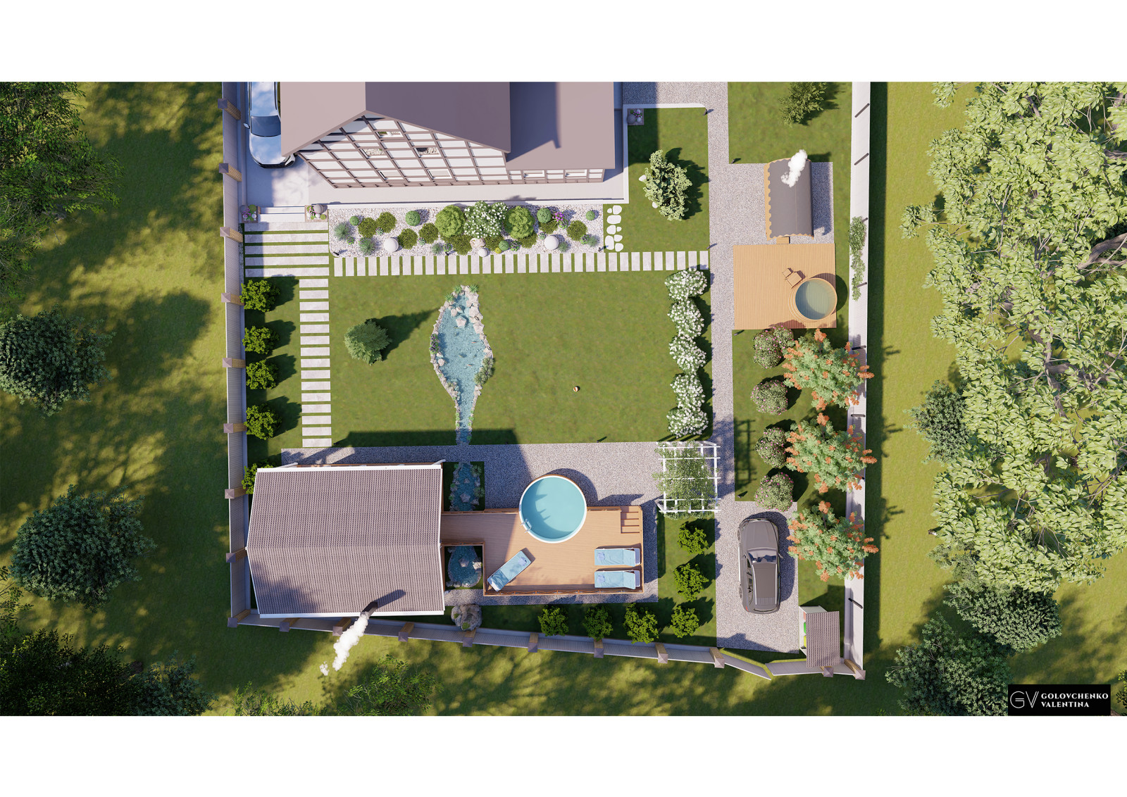 Обложка проекта: Ландшафта дизайн-проект частного дома