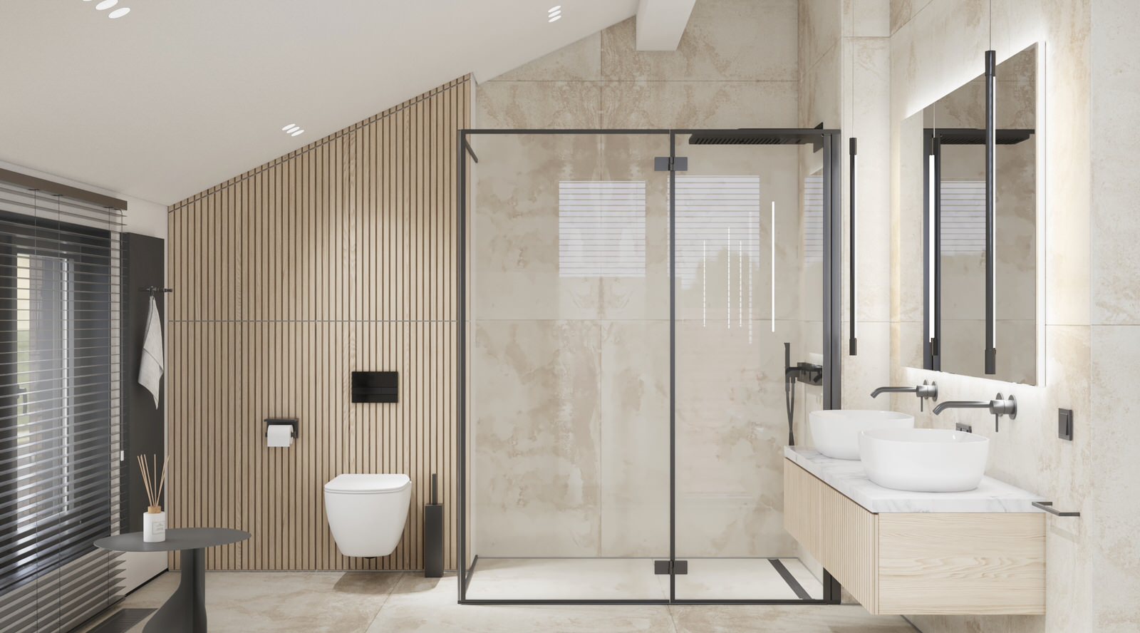 Дизайн просторной ванной комнаты