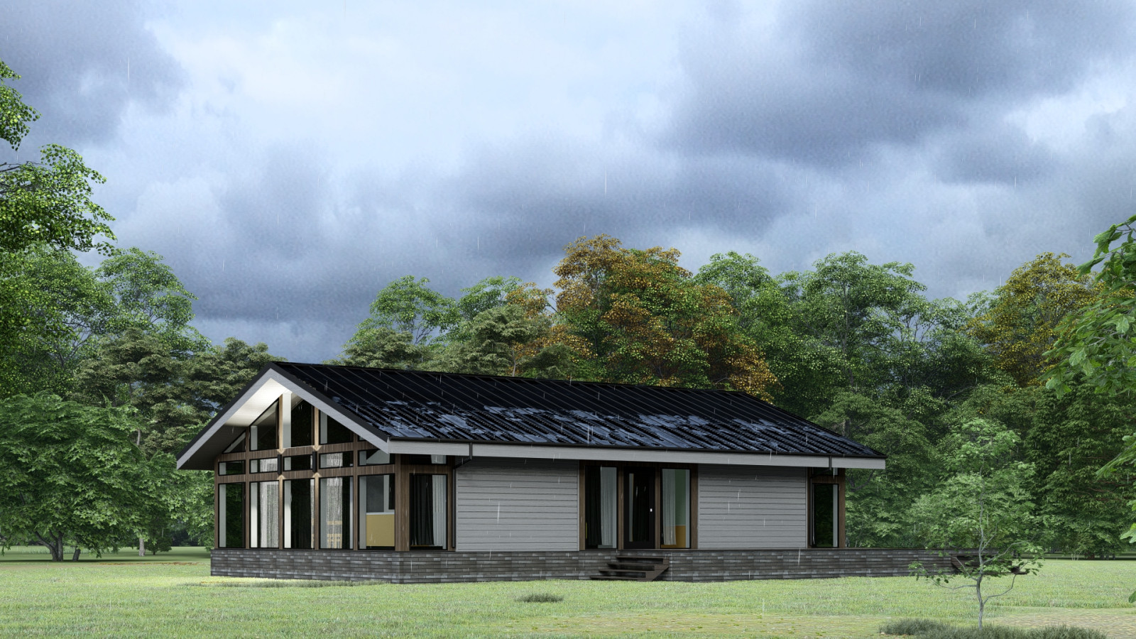 Фахверковый дом с панорамными окнами