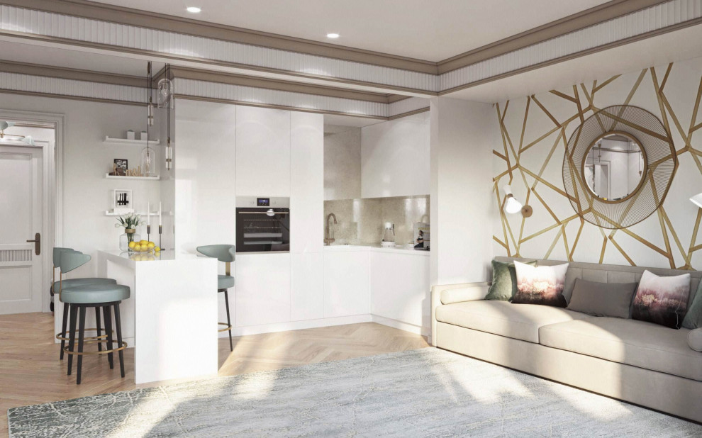 Дизайн интерьера квартиры-студии для современной модной девушки