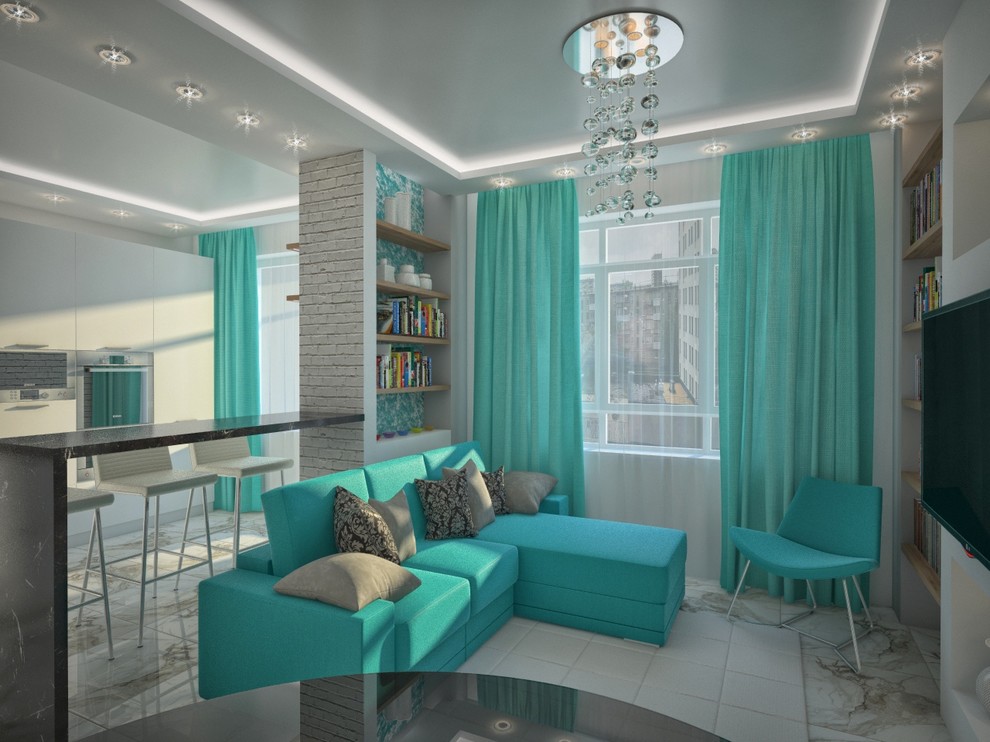 Обложка проекта: Гостиная, совмещенная с кухней