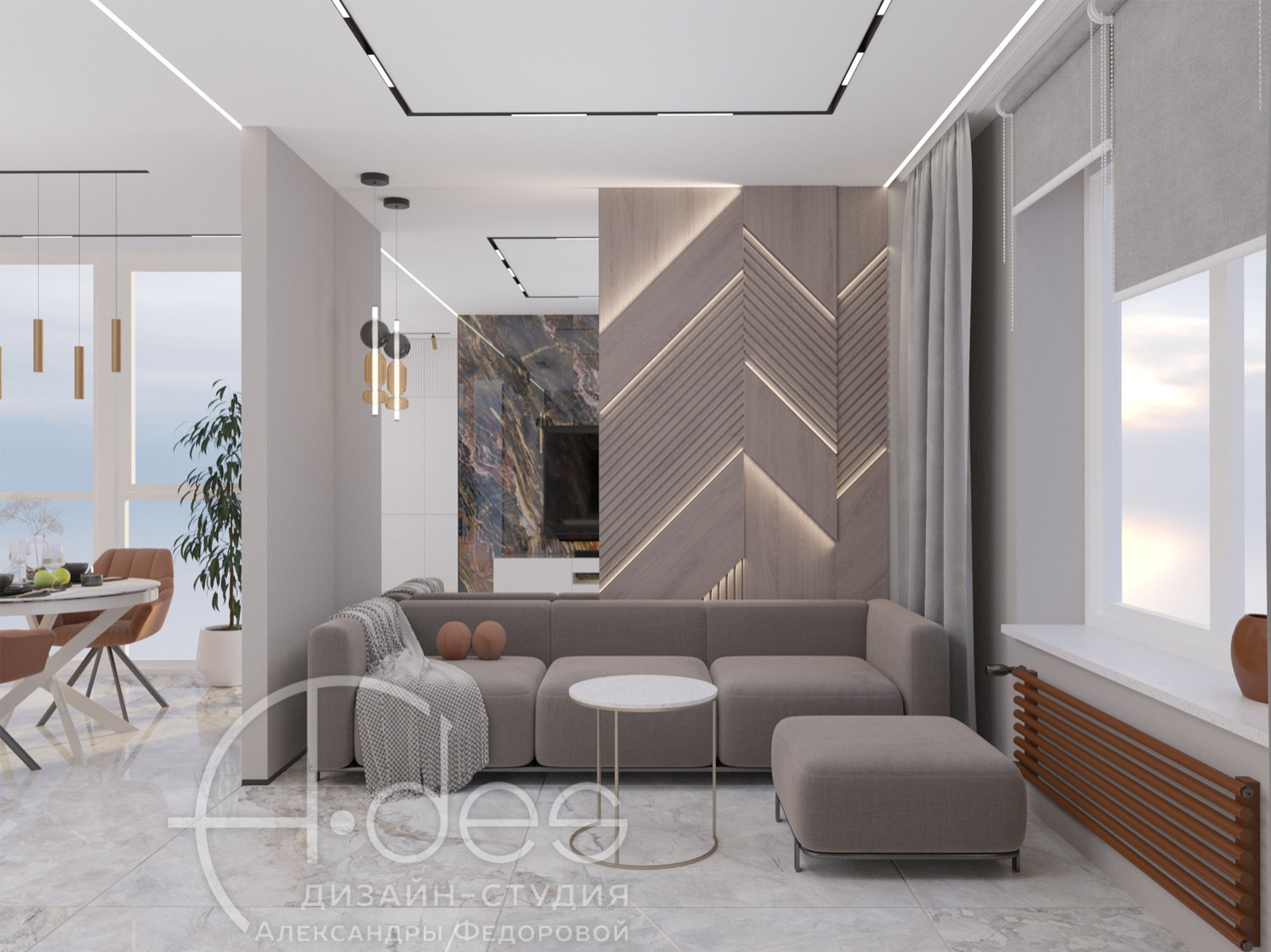 Дизайн интерьера квартиры 75 м2.