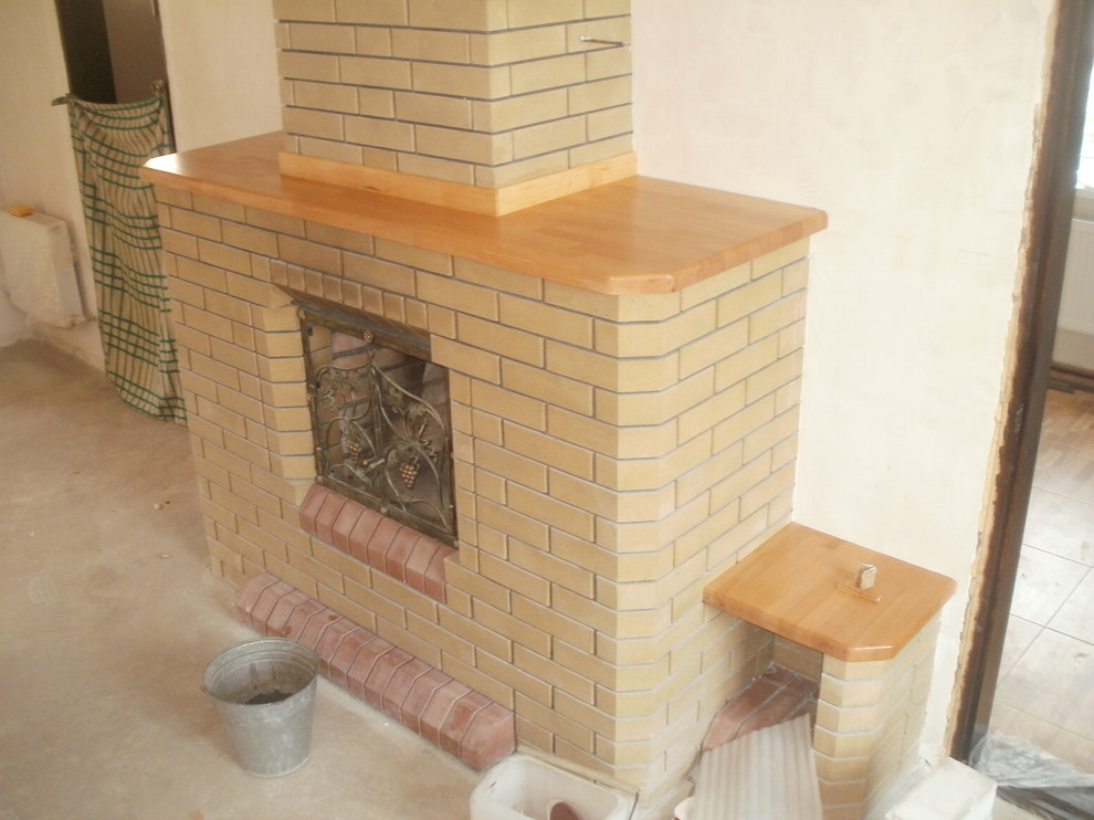 обшивка камина буковым мебельным щитом